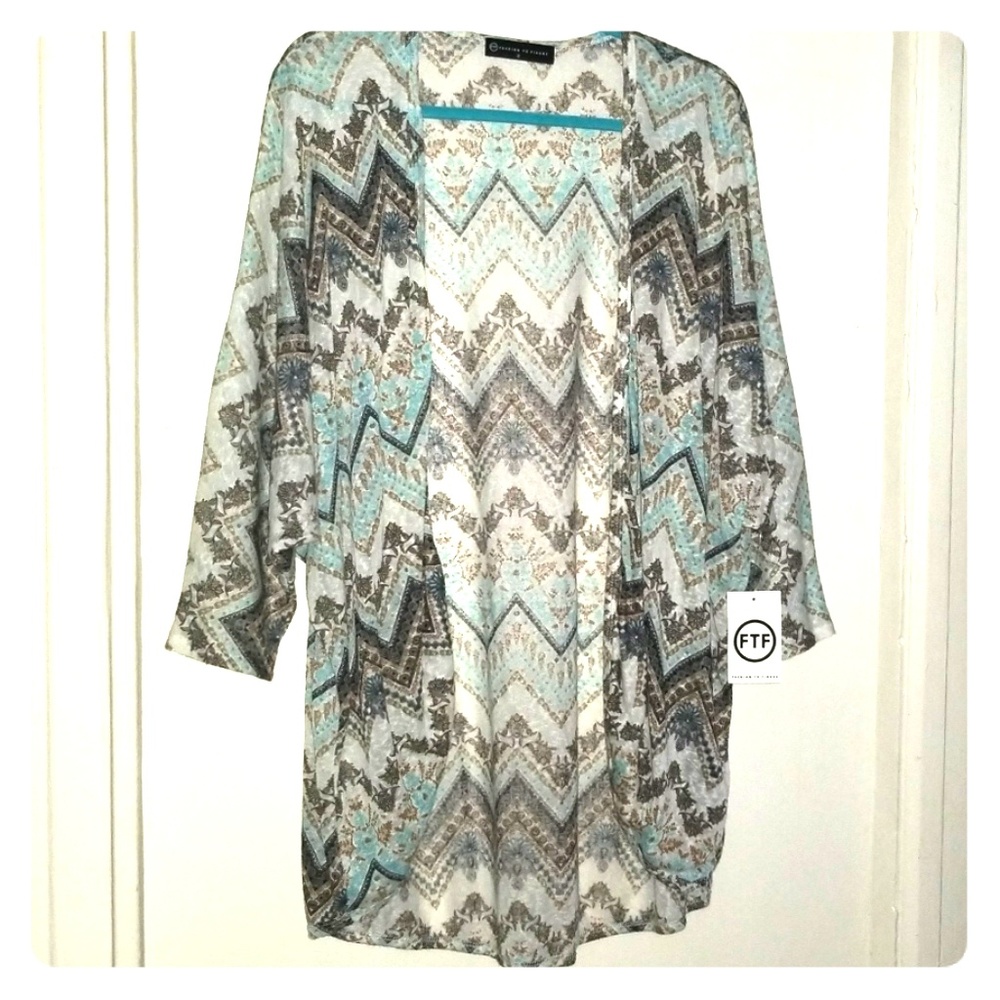 FTF Fashion To Figure Chevron Cocoon Cardigan